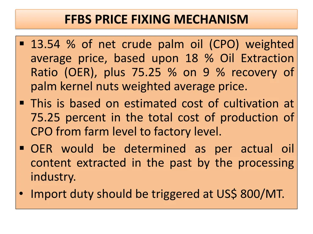 ffbs price fixing mechanism