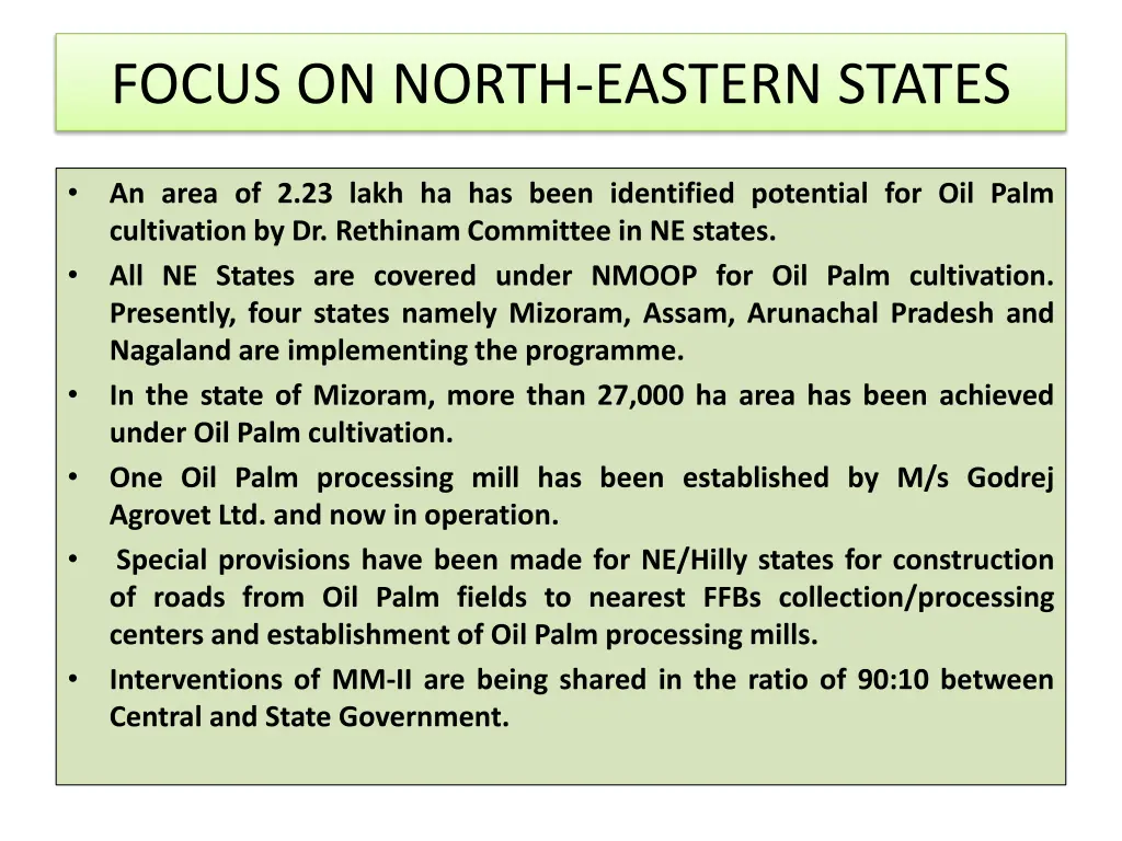 focus on north eastern states