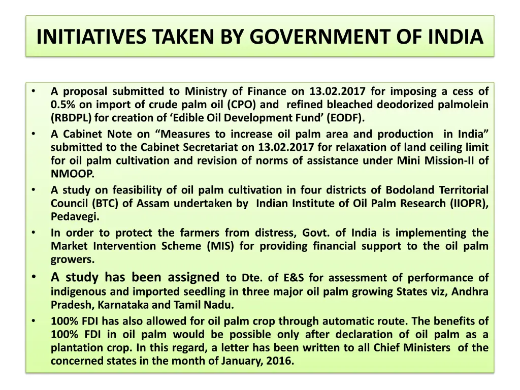 initiatives taken by government of india