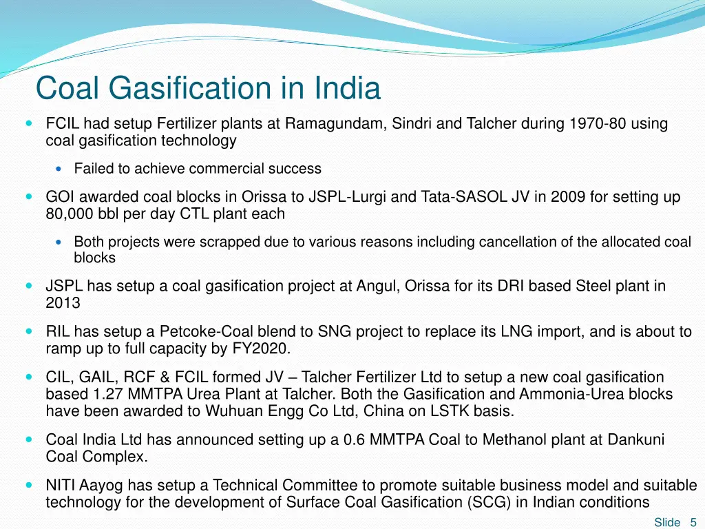 coal gasification in india