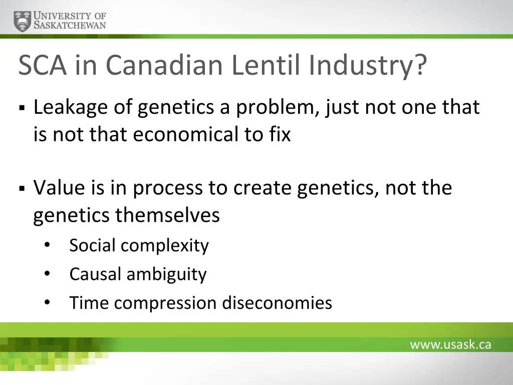 sca in canadian lentil industry