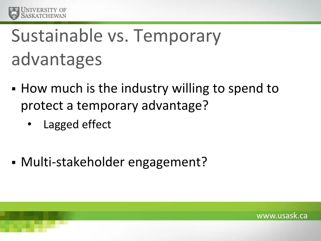 sustainable vs temporary advantages