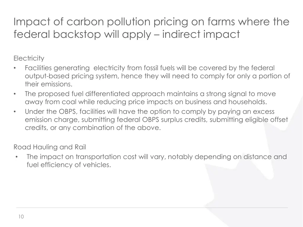 impact of carbon pollution pricing on farms where 1