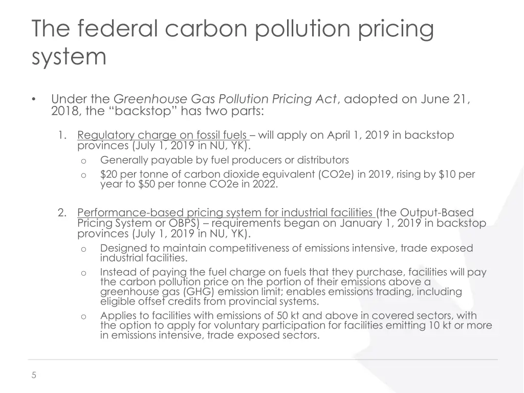 the federal carbon pollution pricing system