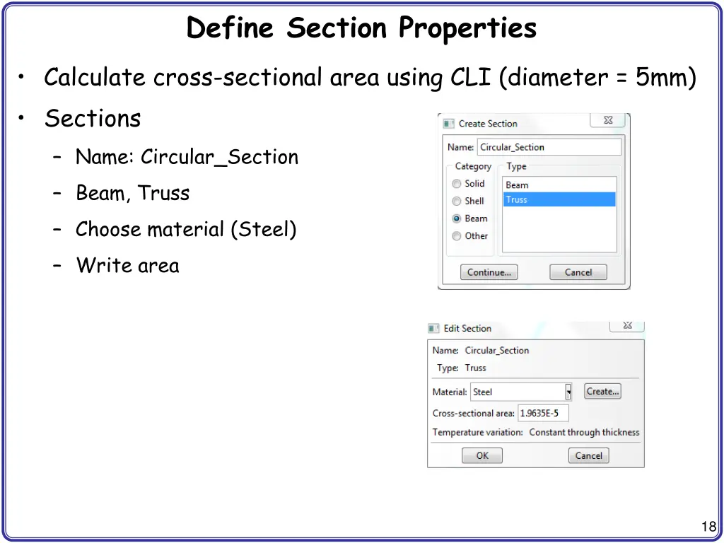 define section properties