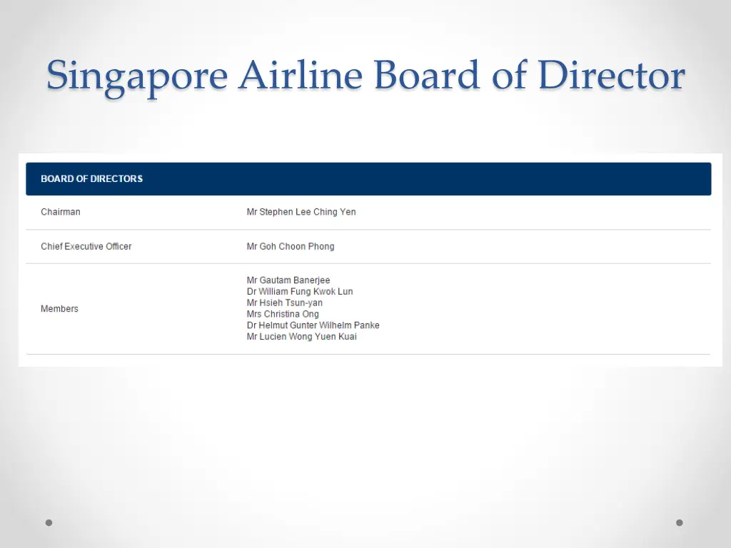 singapore airline board of director