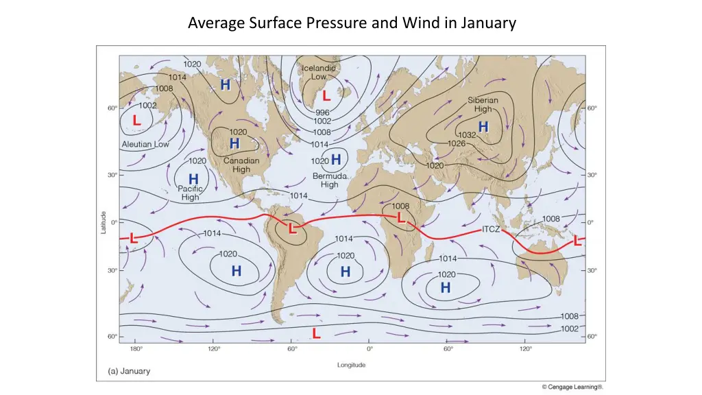 average surface pressure and wind in january