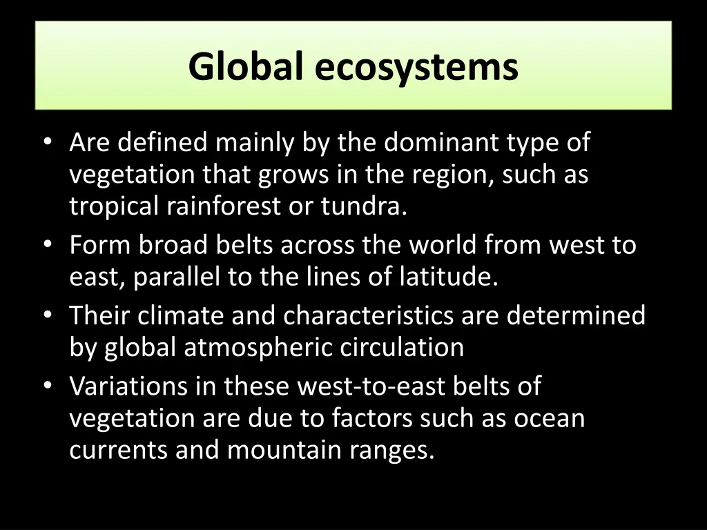 global ecosystems