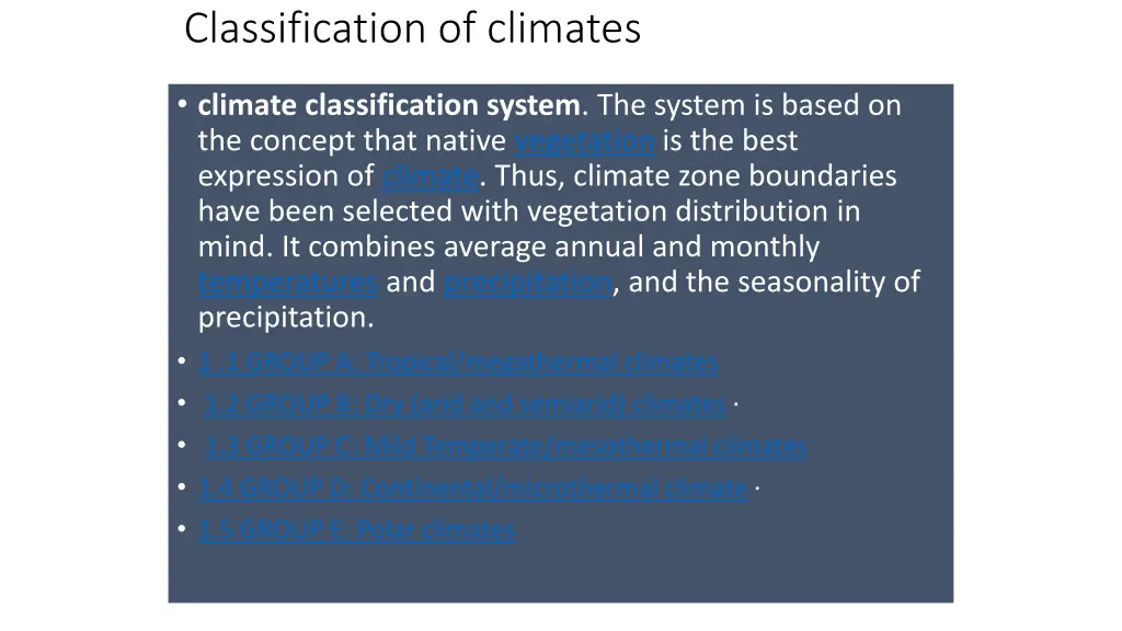 classification of climates