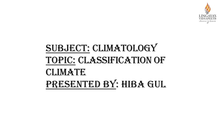 subject climatology topic classification