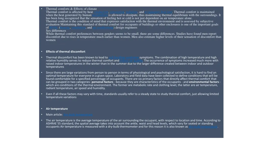 thermal comforts effects of climate thermal