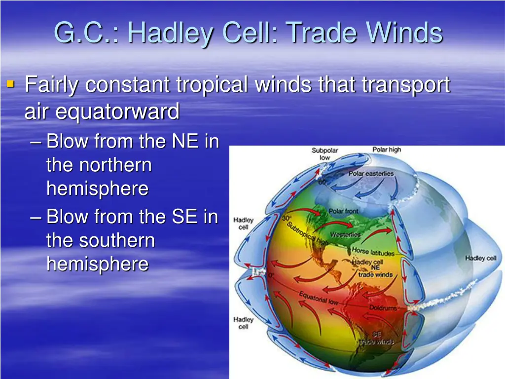 g c hadley cell trade winds