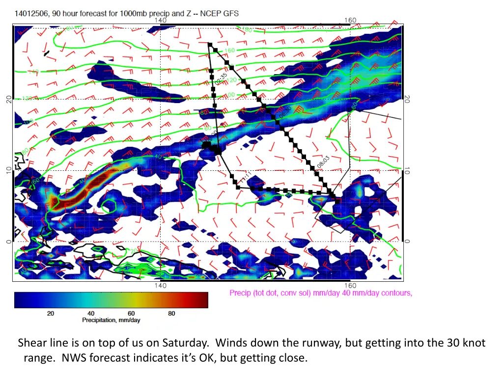 shear line is on top of us on saturday winds down