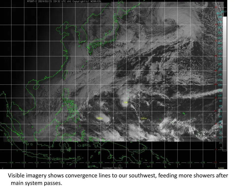 visible imagery shows convergence lines