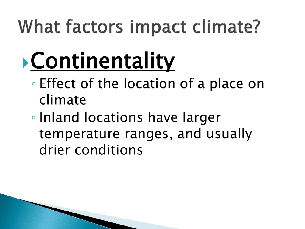 continentality effect of the location of a place