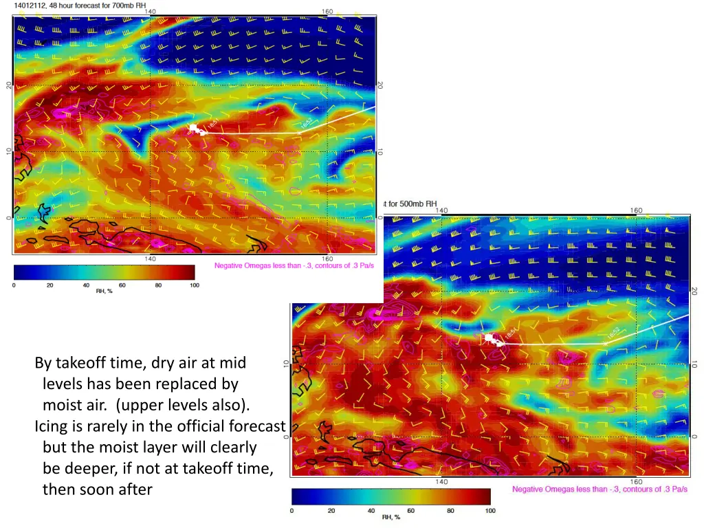 by takeoff time dry air at mid levels has been