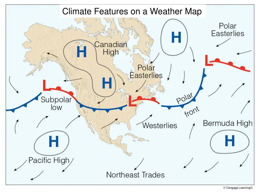 climate features on a weather map