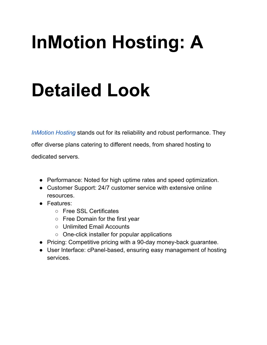 inmotion hosting a