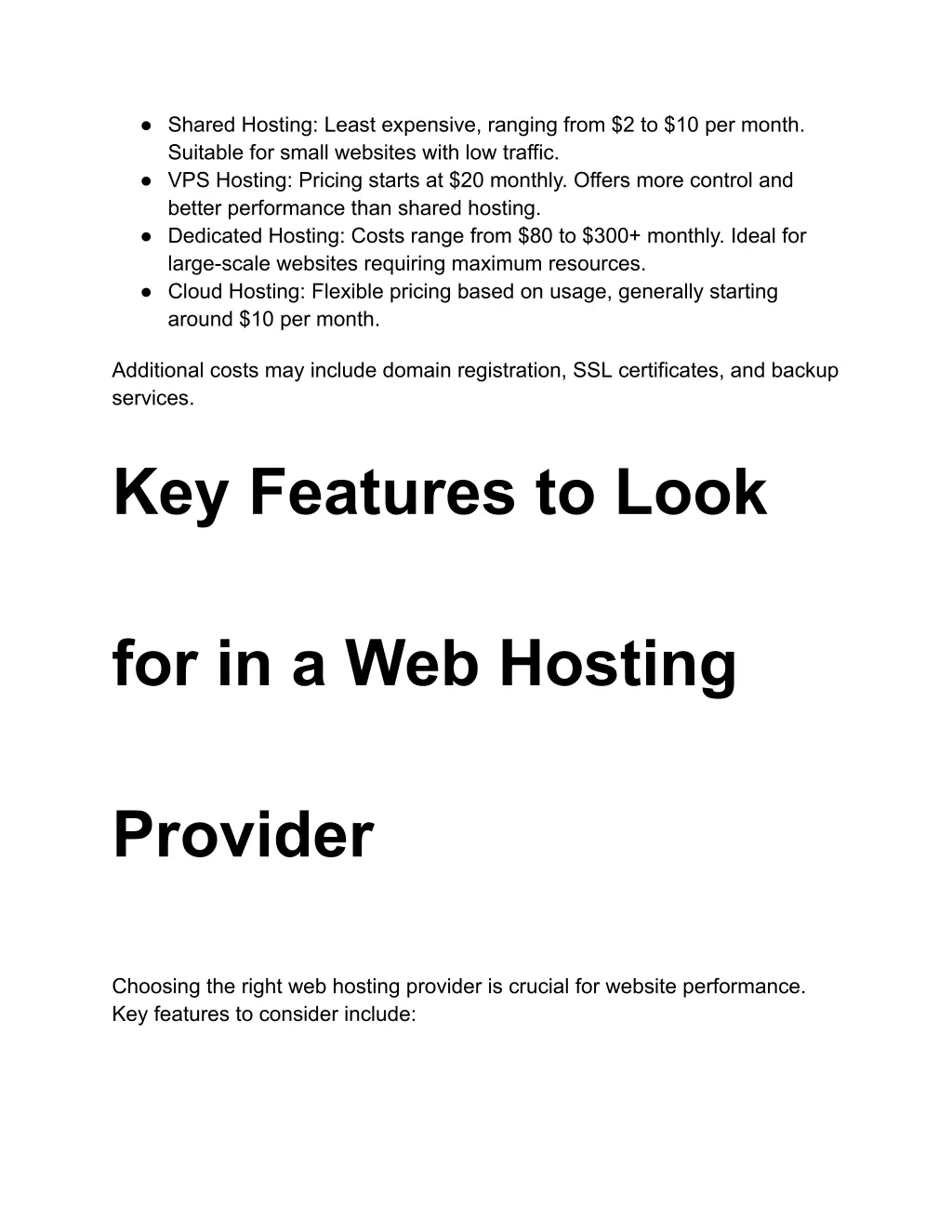 shared hosting least expensive ranging from