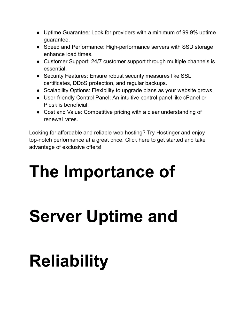 uptime guarantee look for providers with