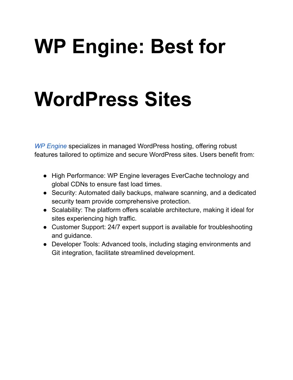 wp engine best for