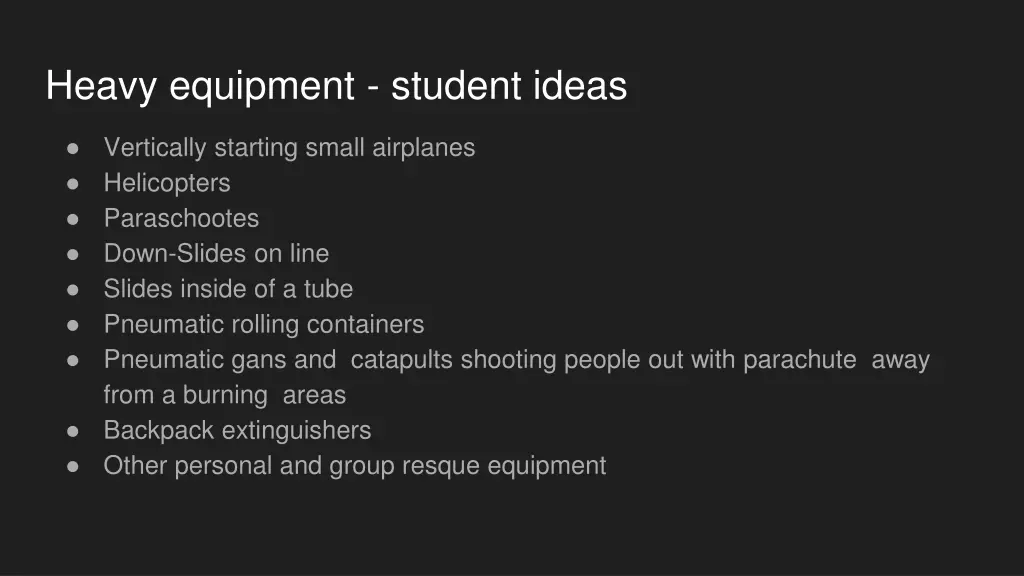 heavy equipment student ideas