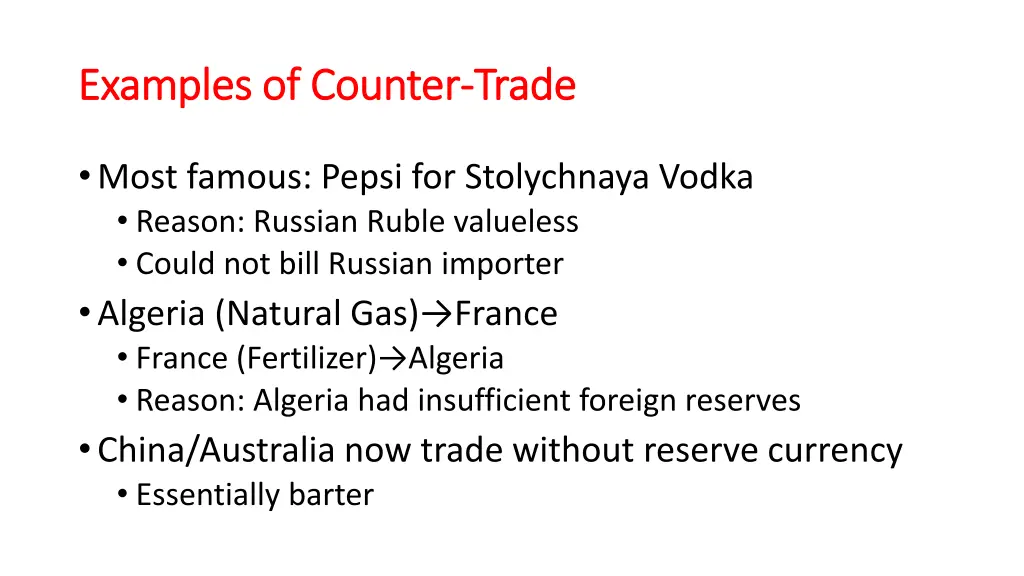 examples of counter examples of counter trade