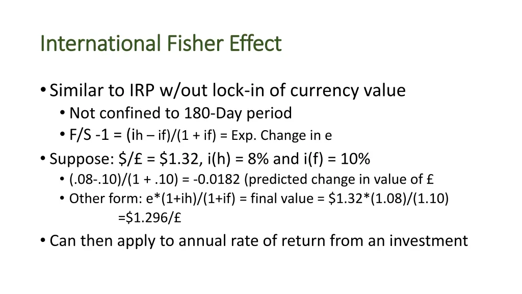 international fisher effect international fisher