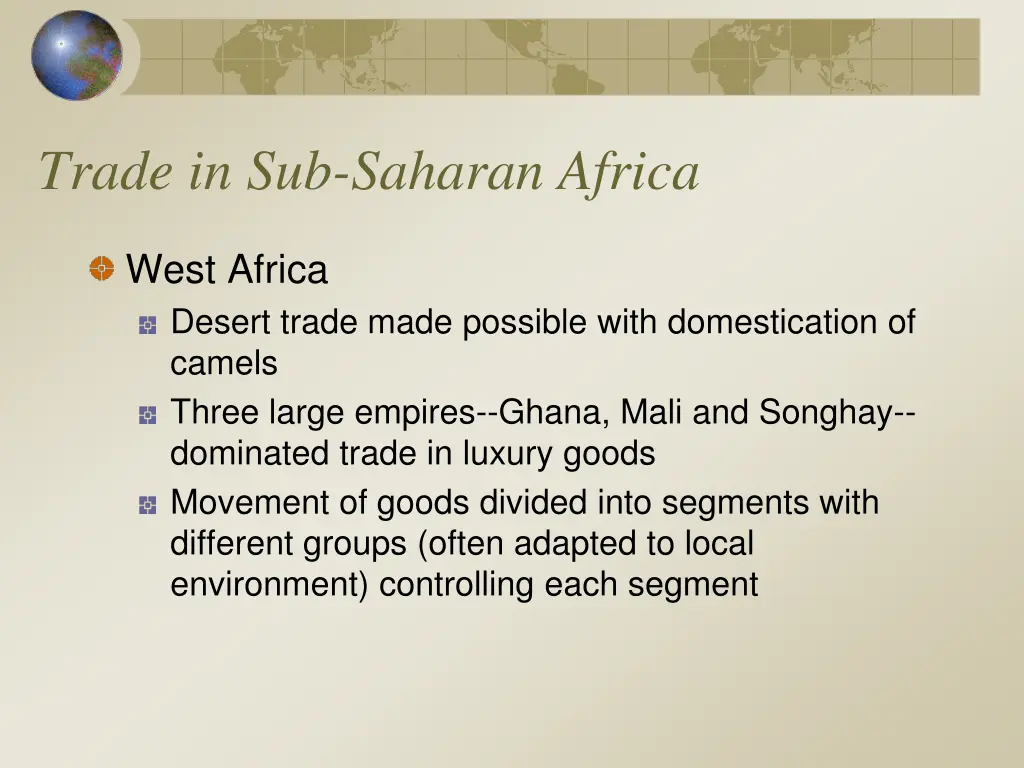 trade in sub saharan africa