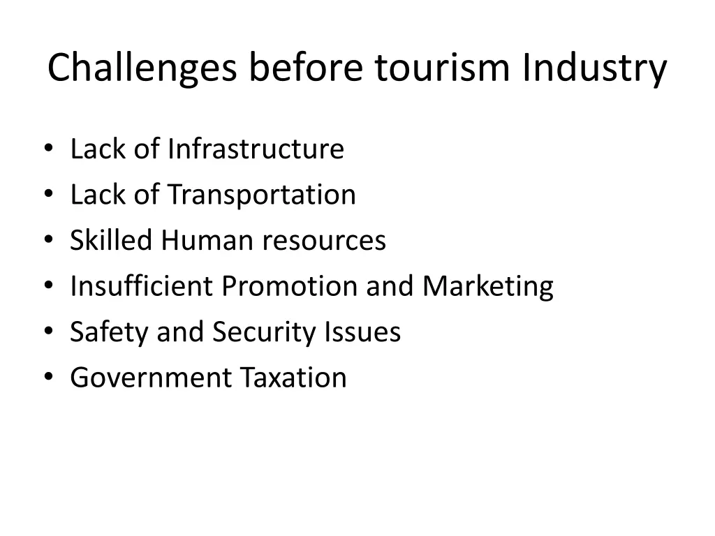 challenges before tourism industry