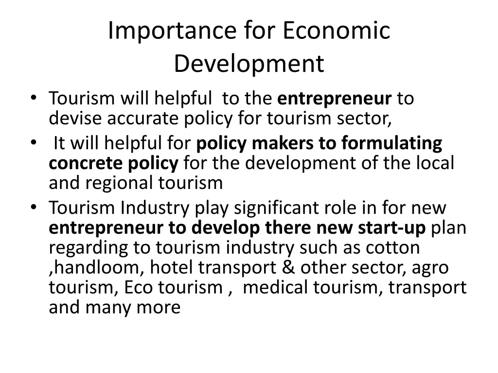 importance for economic development tourism will