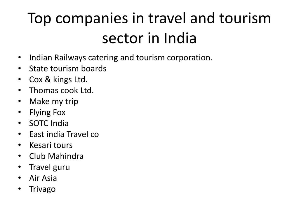 top companies in travel and tourism sector