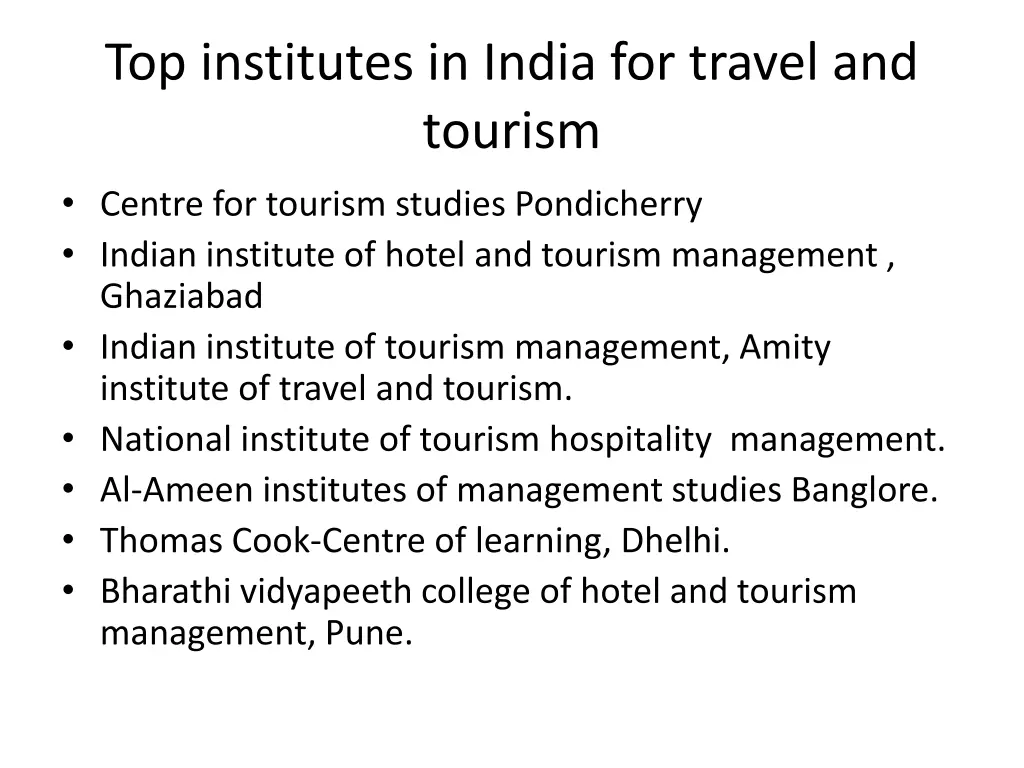 top institutes in india for travel and tourism