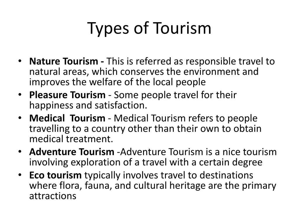 types of tourism 1