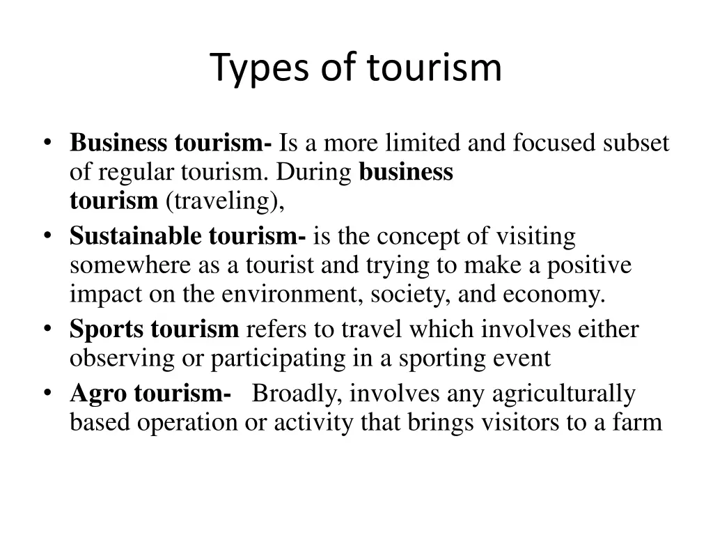 types of tourism 2