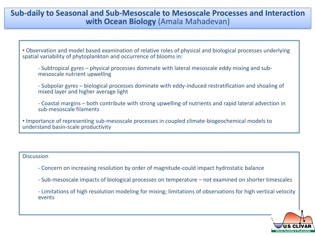 sub daily to seasonal and sub mesoscale