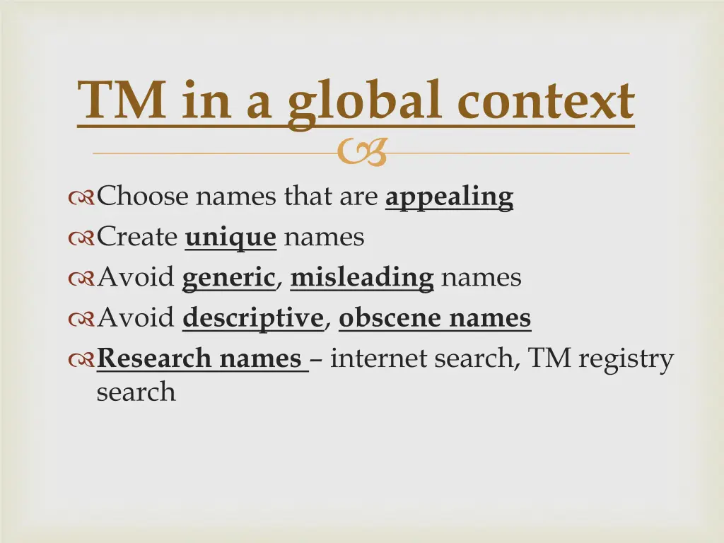 tm in a global context