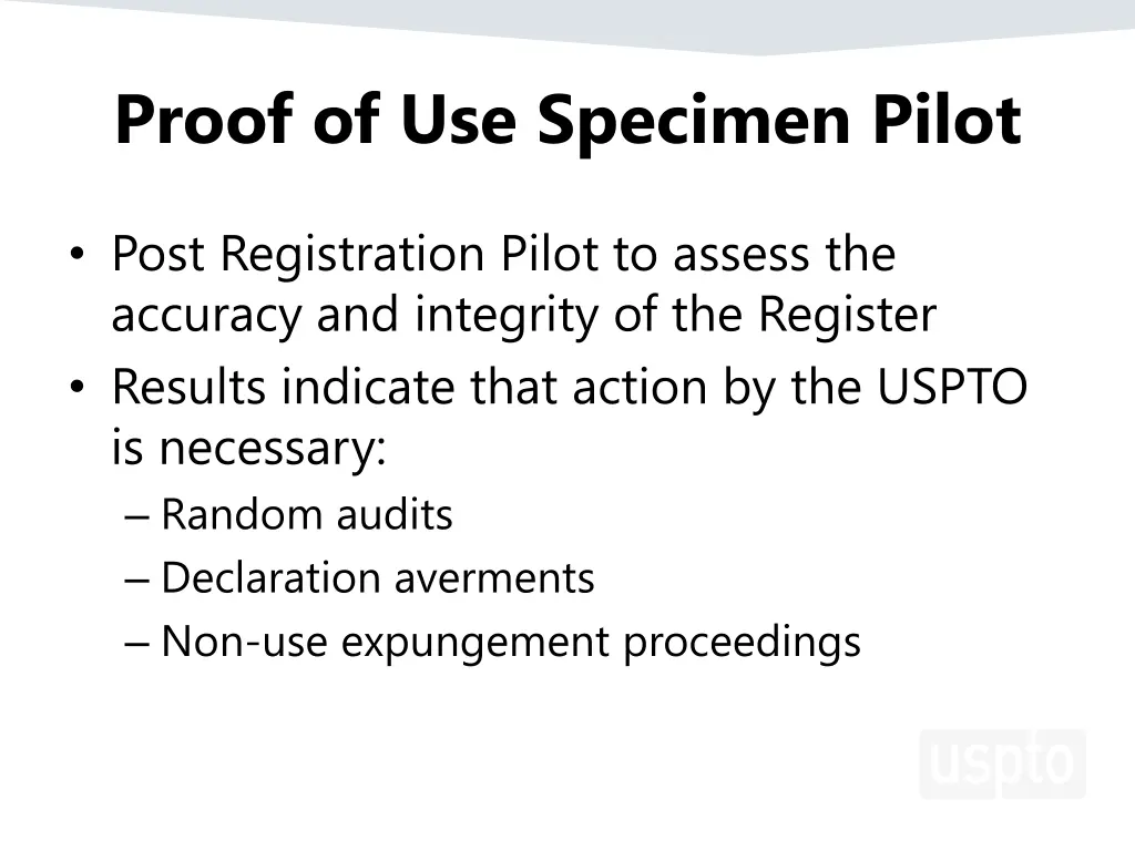 proof of use specimen pilot