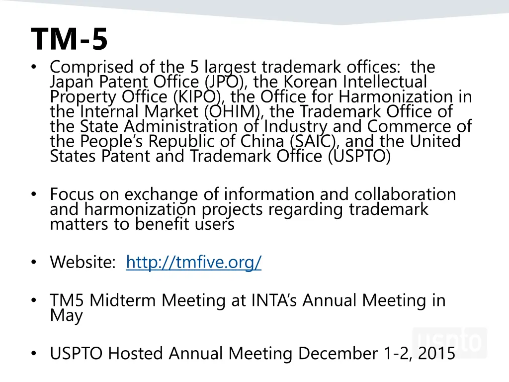 tm 5 comprised of the 5 largest trademark offices