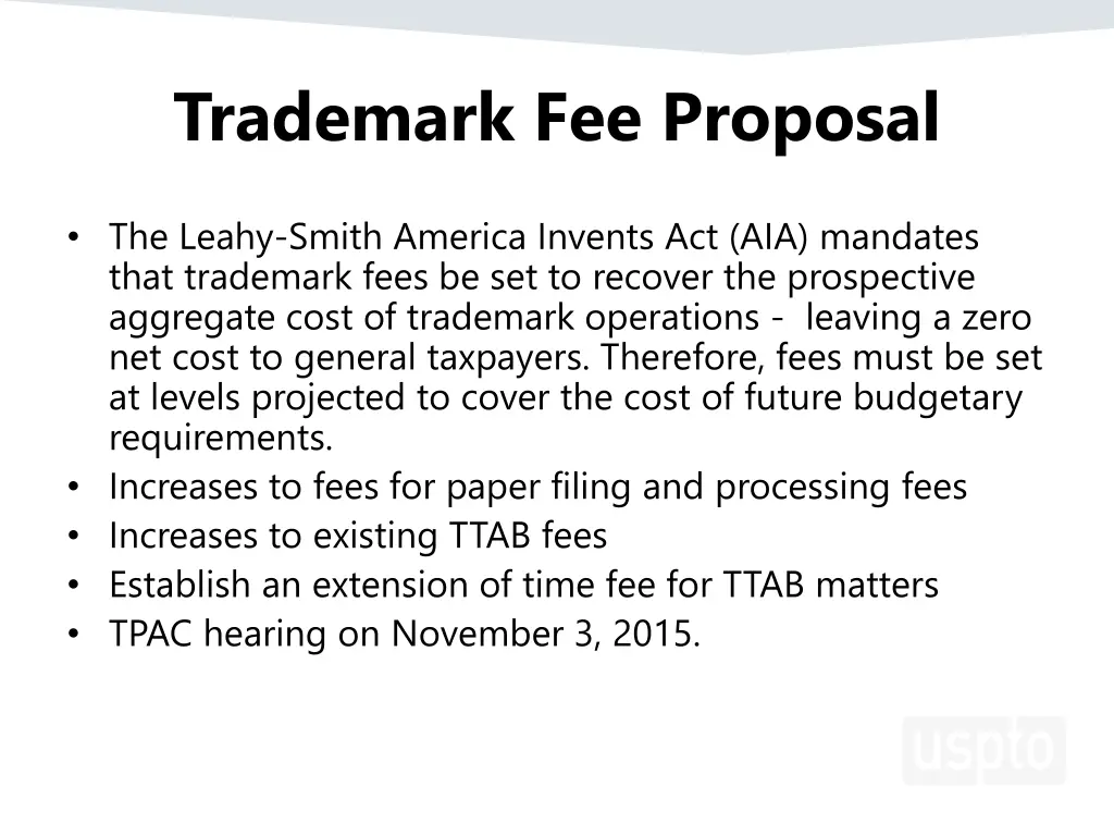 trademark fee proposal