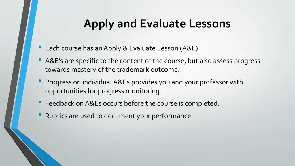 apply and evaluate lessons