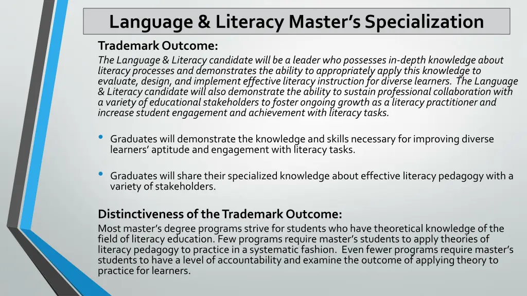 language literacy master s specialization