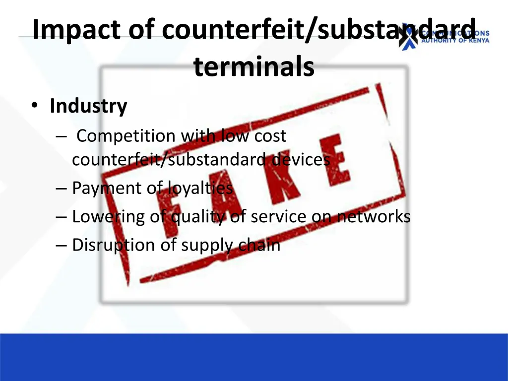 impact of counterfeit substandard terminals