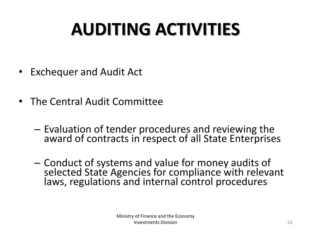 auditing activities