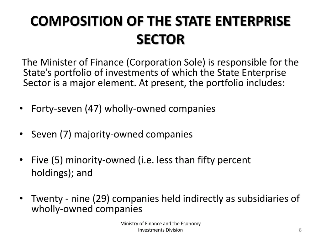 composition of the state enterprise sector