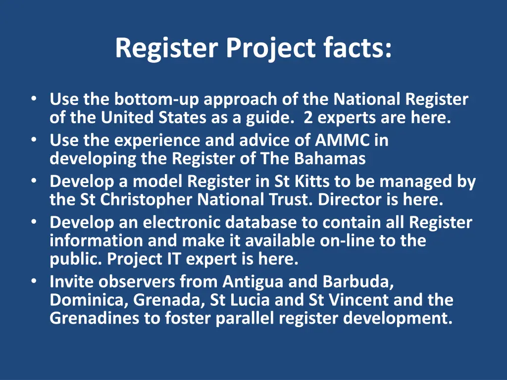 register project facts