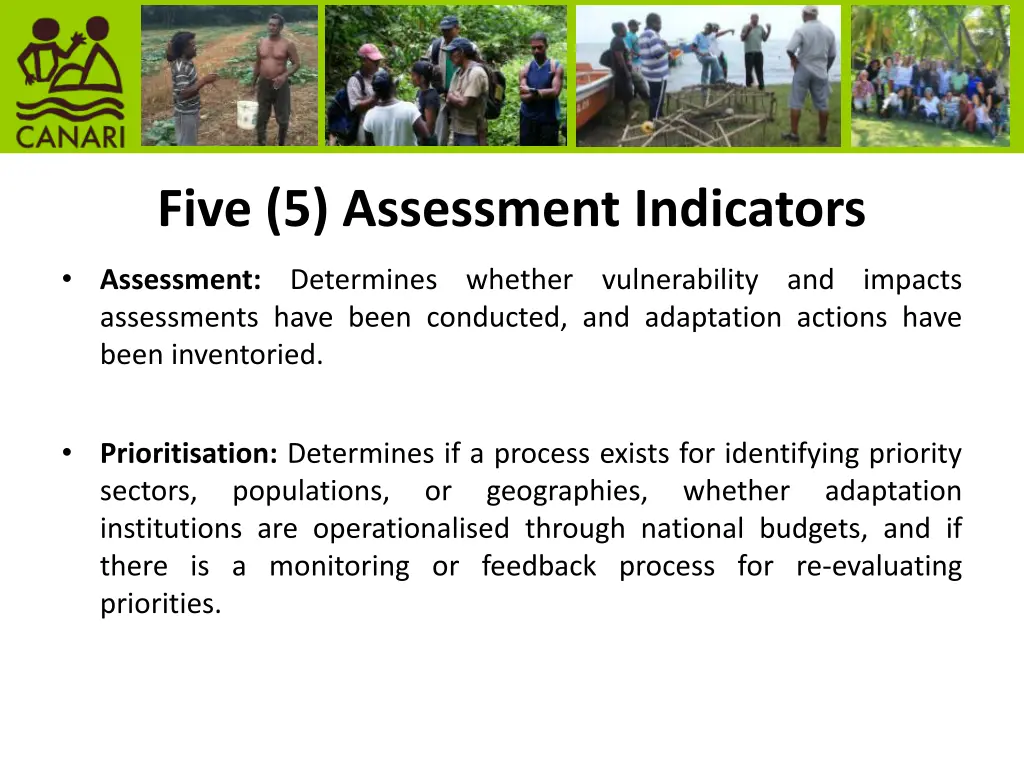 five 5 assessment indicators