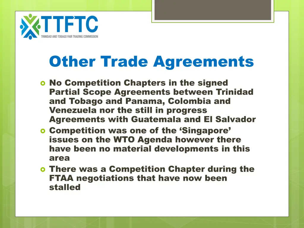 other trade agreements