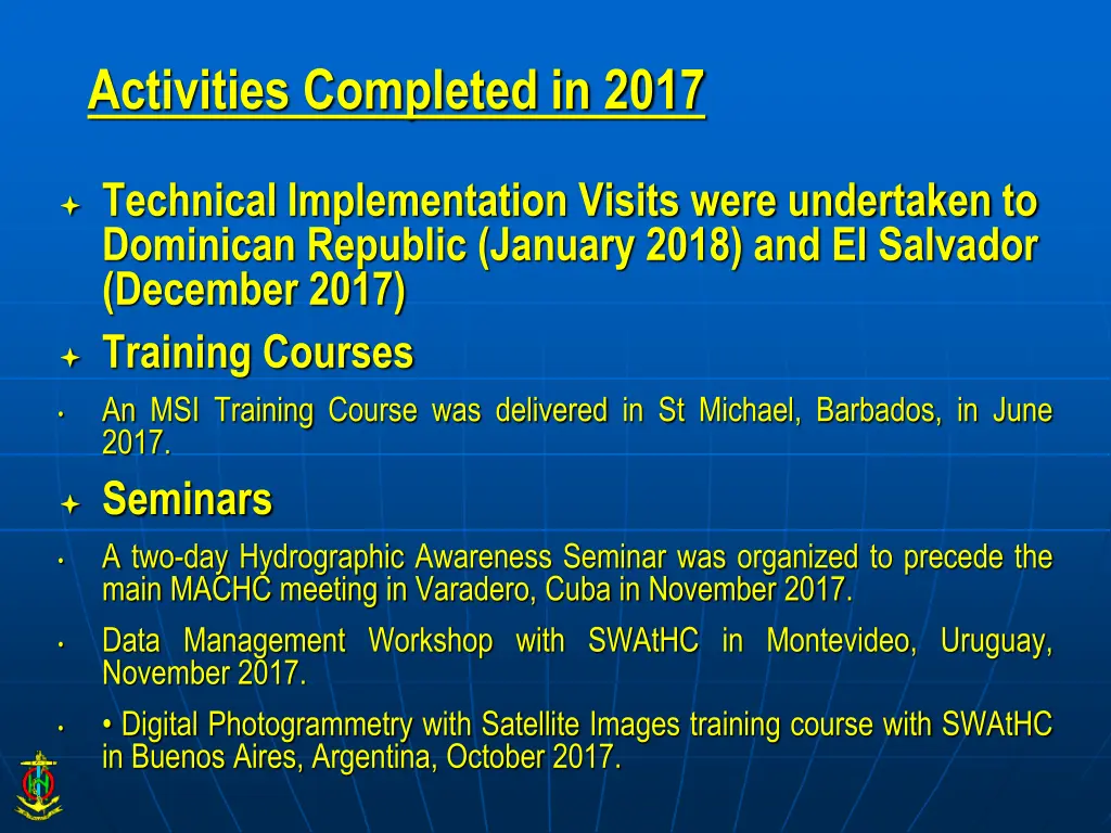 activities completed in 2017