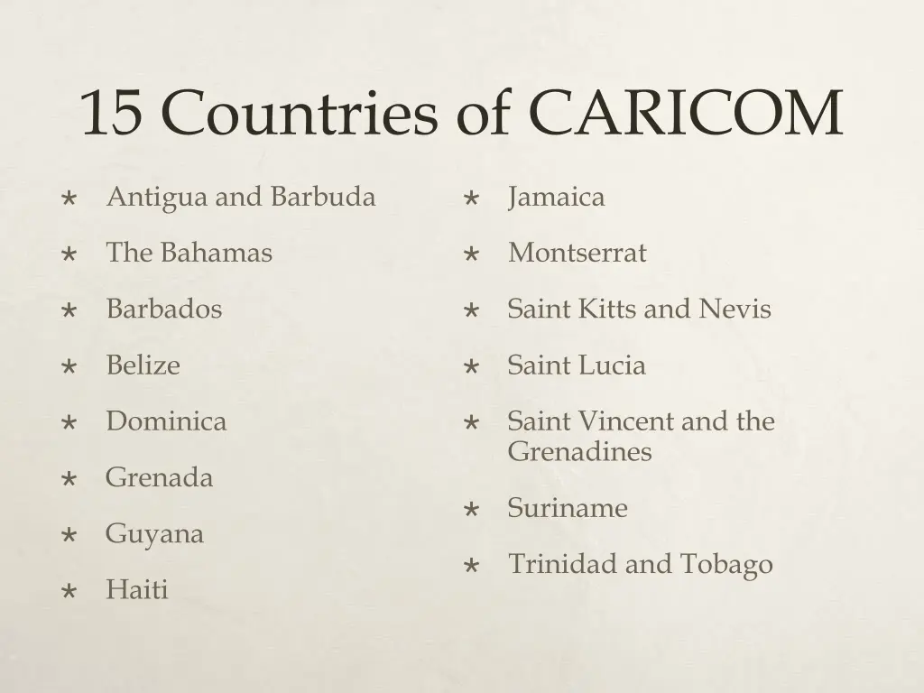 15 countries of caricom